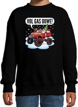 Foute kersttrui / sweater monstertruck - vol gas ouwe - stoere zwarte kersttrui voor kinderen - kerstkleding / christmas outfit 3-4 jaar (98/104)