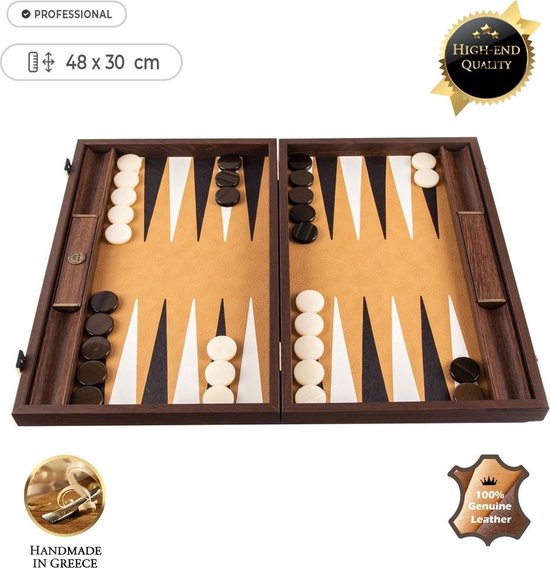 Lederen Backgammon Ostrich Tote - 48x30 cm - in Bruin leder met Ivoor  Top Kwaliteit