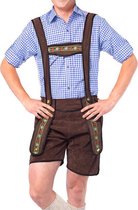 Voordelige Lederhose set | Lederhosen man met Tiroler blouse | Blauw | Maat L