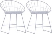 Eetkamerstoelen met kunstleren zittingen 2 st staal wit