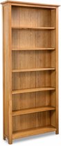 Boekenkast met 6 schappen 80x22,5x180 cm massief eikenhout