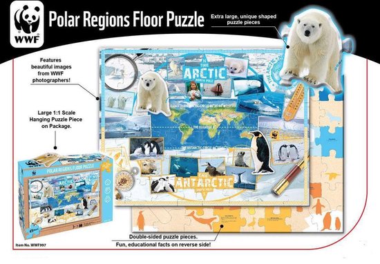 WWF - Vloer puzzel – Wereld Natuur Fonds puzzel – IJsbeer puzzel – dieren  puzzel –... | bol.com