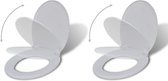Toiletbril met soft-closedeksel - 2 st - Kunststof - Wit - 46 x 34 cm (L x B)