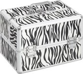 Make-up koffer 22x30x21 cm aluminium zebrastreep