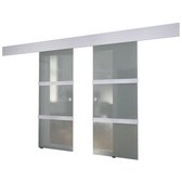 Dubbele schuifdeur - Aluminium en roestvrij staal - Glas - 205 x 75 cm