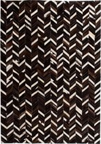 Tapijt chevron patchwork 120x170 cm echt leer zwart/wit