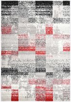 Vloerkleed 160x230 cm PP grijs en rood
