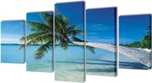 Canvasdoeken zandstrand met palmboom 200 x 100 cm