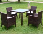 5-delige Tuinset met kussens poly rattan bruin