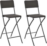 Barstoelen inklapbaar 2 st rattan look HDPE en staal bruin
