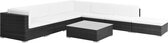 8-delige Loungeset met kussens poly rattan zwart (incl. Fleecedeken)