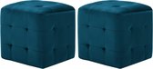 Nachtkastjes 2 st 30x30x30 cm fluweel blauw