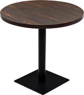 Bistrotafel rond 80x75 cm MDF en staal donker essenkleur