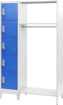 Lockerkast met kapstok 110x45x180 cm metaal blauw en grijs