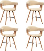Eetkamerstoelen 4 st kunstleer en gebogen hout créme