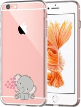 Apple Iphone 6 / 6S Siliconen telefoonhoesje transparant olifantje met hartjes