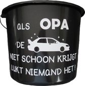 Cadeau Emmer - Als Opa de auto niet schoon krijgt - 12 liter - zwart - cadeau - geschenk - gift - kado - surprise - vaderdag - verjaardag - opa - auto - poetsen