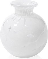 Design vaas Bolvase With Neck - Fidrio WHITE GRANULAT - glas, mondgeblazen bloemenvaas - diameter 8 cm hoogte 10 cm