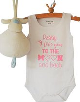 romper Happy first father’s Day daddy me and mommy love you to the moon and back | lange mouwen