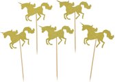 ProductGoods - 10 Leuke Cocktailprikkers Gouden Glitter Eenhoorns | Eenhoorns | Verjaardag | Sateprikkers | Traktatie | Feest | Glitter | Prikkers