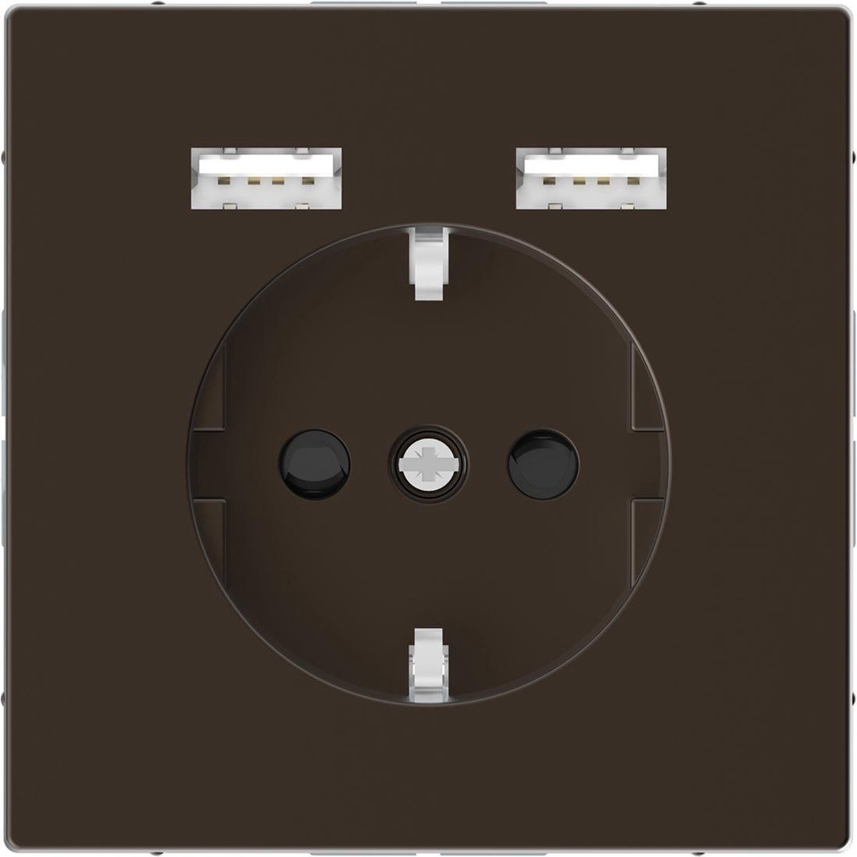 Stopcontact - Inbouw - Randaarde - USB Type A+A - Mocca Metallic - Systeem Design - Schneider Electric - MTN2366-6052