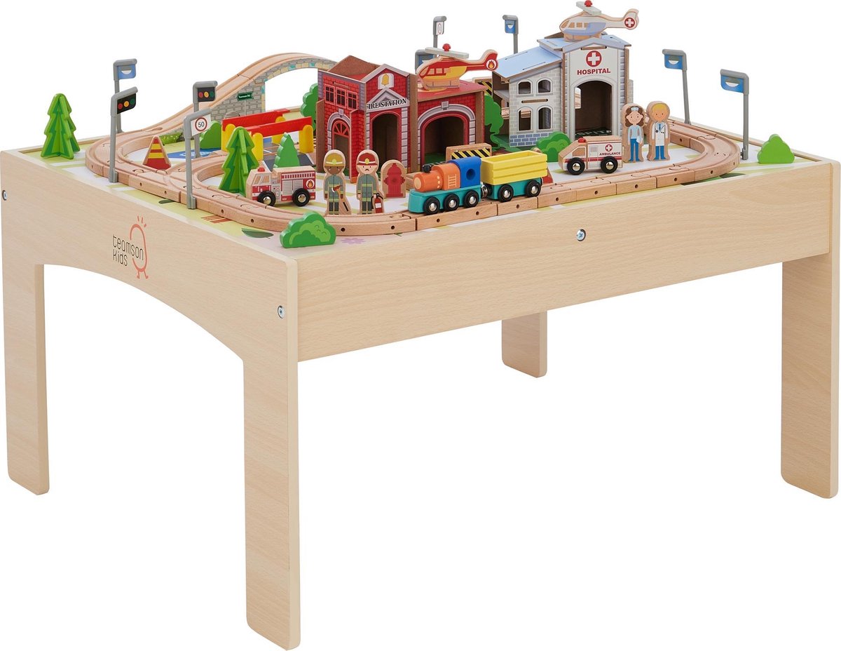 Teamson Kids Houten Speelgoed Treinrails set voor kinderen (85 stuks) met  Tafel, Hout... | bol.com
