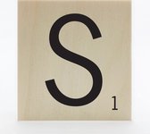 Houten scrabble letter S - 8 x 8 cm