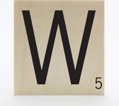 Houten scrabble letter W - 8 x 8 cm