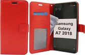 Bookcase Geschikt voor: Samsung Galaxy A7 2018 - Rood - Portemonnee hoesje