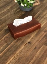 Tissue box (hoes) leer cognac