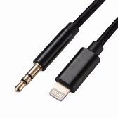 DrPhone SC5 Flex – Lightning naar 3.5mm Aux Kabel – Nylon Gevlochten – 1 Meter – Geschikt voor iPhone / iPad - Zwart