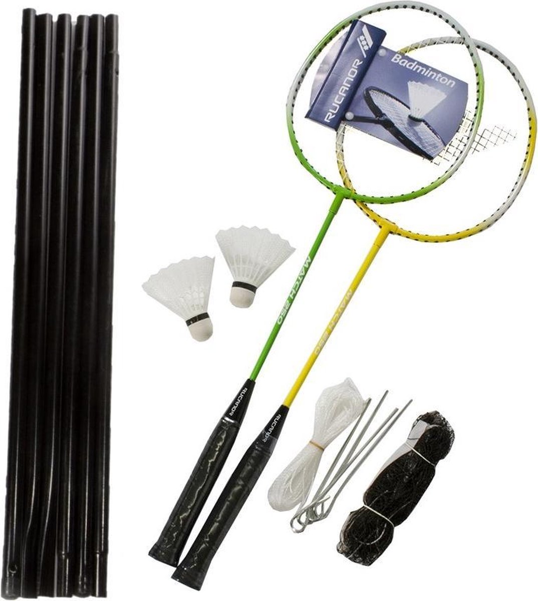 Rucanor Badmintonracket - groen/geel/wit SET
