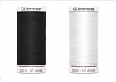 Gutermann 500 m wit en 500 m zwart polyester naaigaren