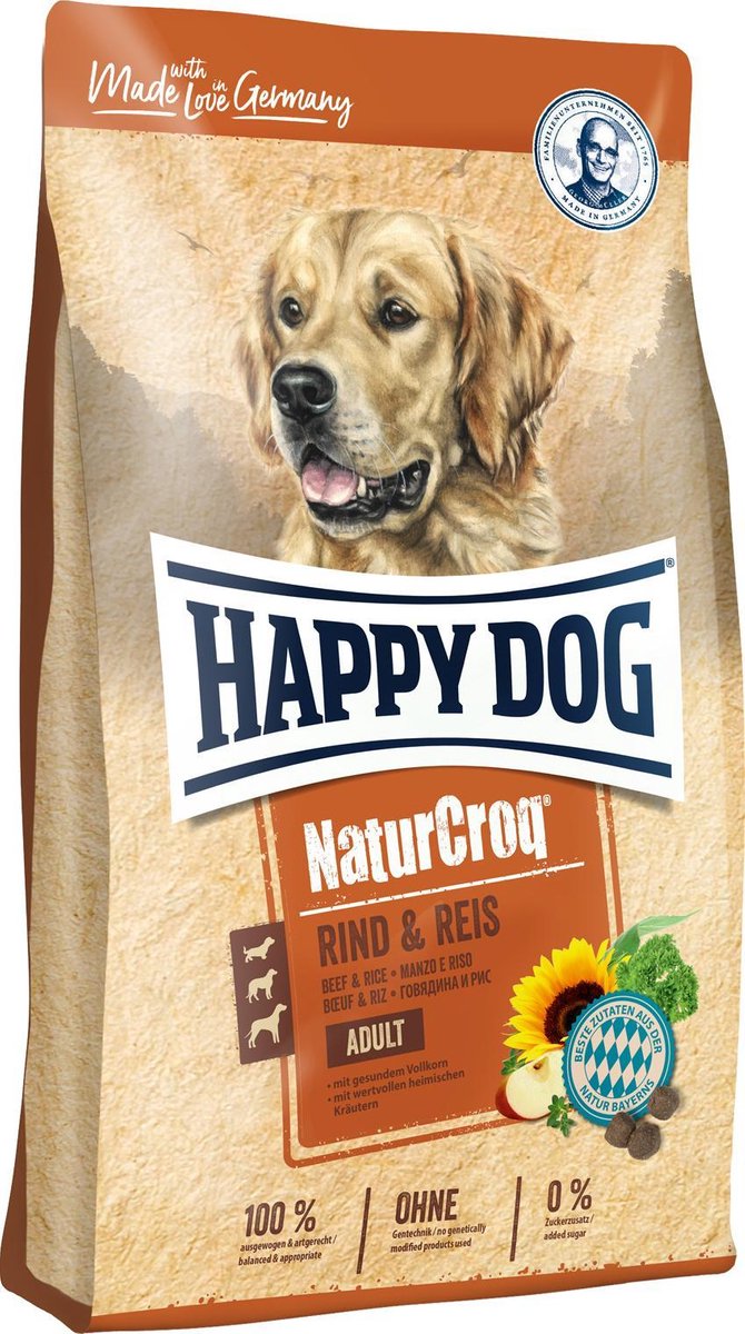 Happy Cat Happy Dog NaturCroq Rind & Reis (Rund en Rijst) - 15 kg
