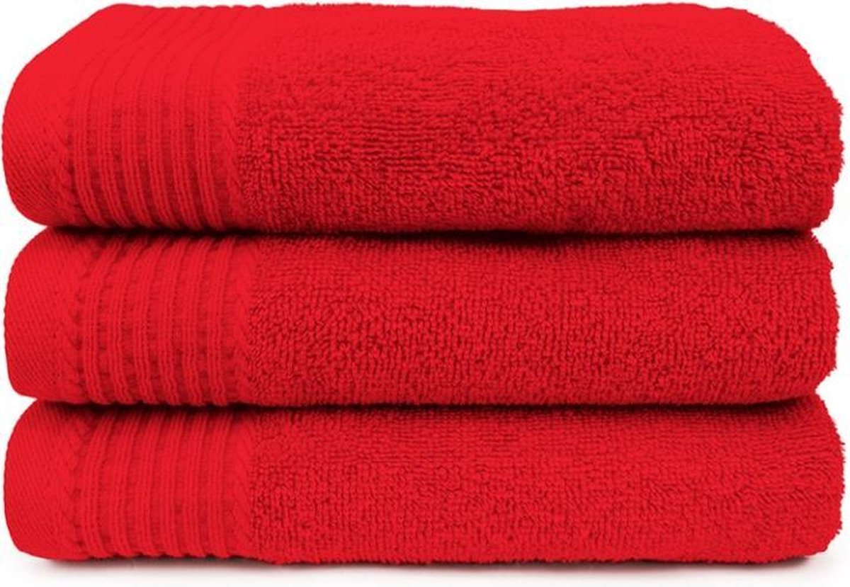 The One Voordeel Maxi Badlakens Rood 3 stuks 100x180cm