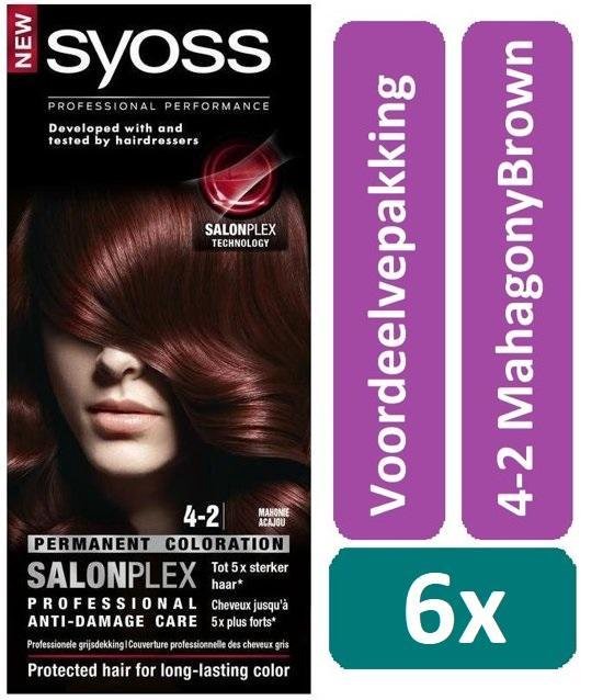 Syoss Color 4-2 Mahagony Brown Haarverf - 6 stuks - Voordeelverpakking |  bol.com