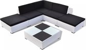 Tuin Loungeset Wit (Incl LW Fleece deken) - Lounge bank tuin - Tuinbank - Loungebank - Tuinset - Tafelset tuin - Bistroset