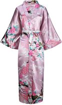 Chinese Kimono badjas ochtendjas roze satijn dames maat L