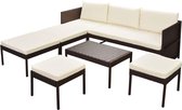 Tuin Loungeset Bruin (Incl LW Fleece deken) - Lounge bank tuin - Tuinbank - Loungebank - Tuinset - Tafelset tuin - Bistroset