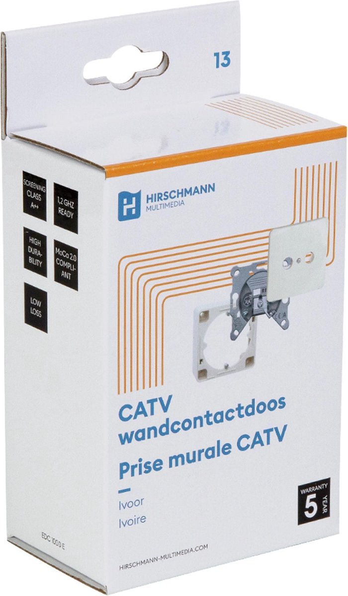 Hirschmann wandcontactdoos EDC 1000 E SHOP compleet / KabelKeur en Ziggo Geschikt