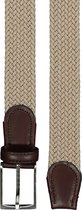 Leren heren riem - beige gevlochten - Maat: 105