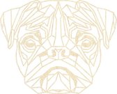 Mopshond Geometrisch Hout 70 x 87 cm Light Wood - Honden - Wanddecoratie