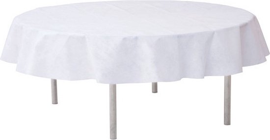2x Witte ronde tafelkleden/tafellakens 240 cm stof - Ronde tafelkleden  Opaque White -... | bol.com
