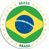 20x Brazilie sticker rond 14,8 cm - Braziliaanse vlag - Landen thema decoratie feestartikelen/versieringen