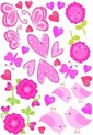 foto van Fietssticker vogels, vlinders, hartjes roze