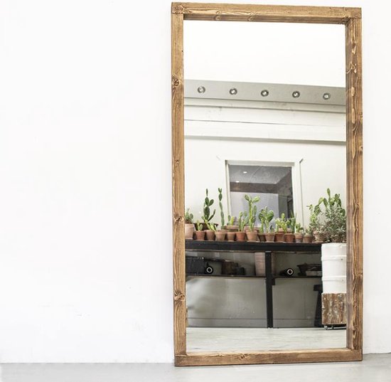 Exclusives - spiegel houten lijst walnoot - 214x114 - spiegels XL - staand  en ophangbaar | bol.com
