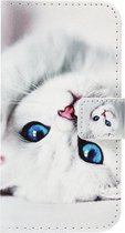 ADEL Kunstleren Book Case Portemonnee Pasjes Hoesje Geschikt voor iPhone 11 Pro Max - Katten Wit