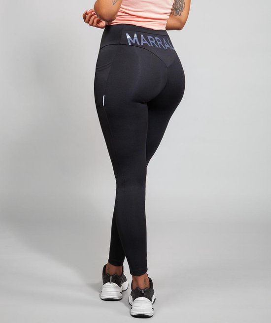 Marrald High Waist Mesh Sportlegging Zwart XS - pocket legging zakken dames  yoga fitness | bol.com