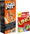 Afbeelding van het spelletje Spelvoordeelset Jenga Classic - Gezelschapsspel & Uno - Kaartspel