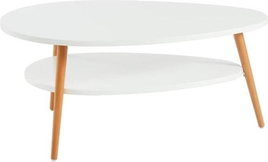 STONE Scandinavische ovale salontafel - Mat gelakt wit - L 90 x B 60 cm |  bol.com